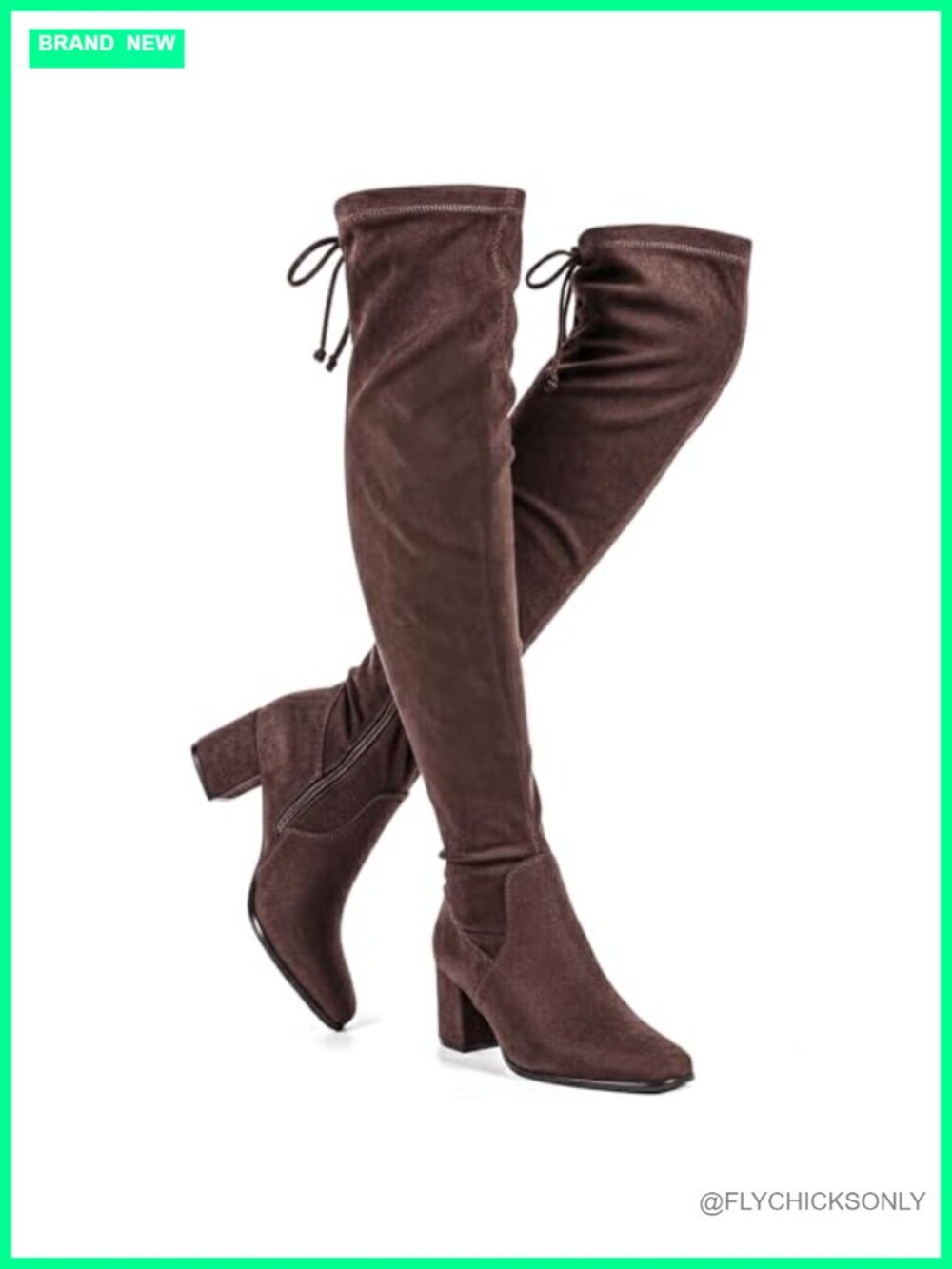 Square Toe Faux Suede Over the Knee Boots Block Heel